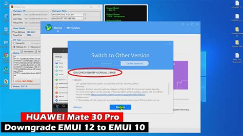 Downgrade emui 12 to 10.  After checking for updates, there's no option to ...