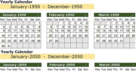 Download 100 Years Excel Calendar Template ExcelDataPro