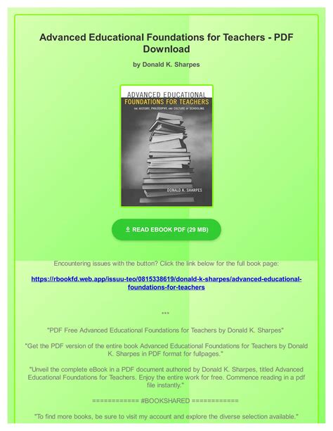 Download Advanced Educational Foundations For