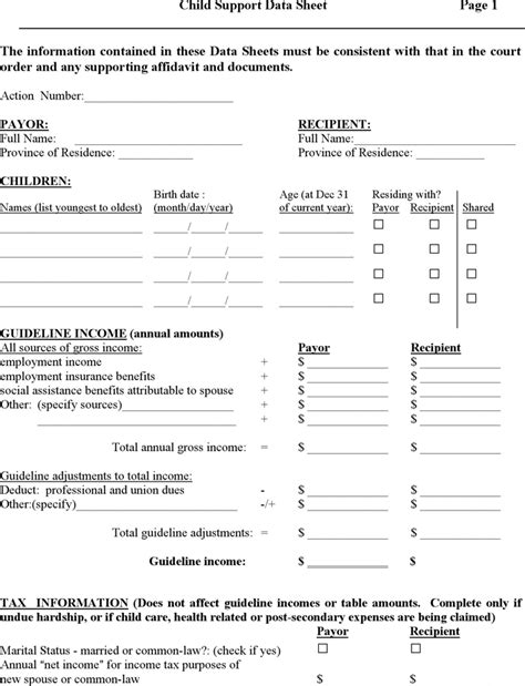 Download Alberta Child Support Data Sheet for Free Page 3 FormTemplate