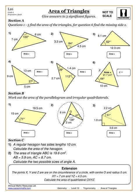 Download Area of a Triangle Worksheet PDFs - Cuemath