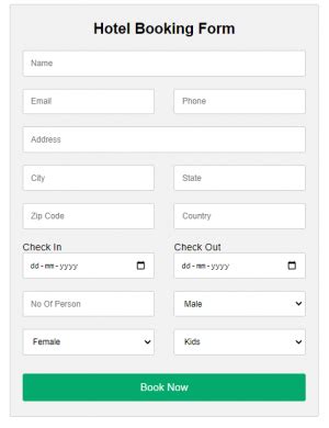 Download Booking HTML Form Free Booking HTML Template
