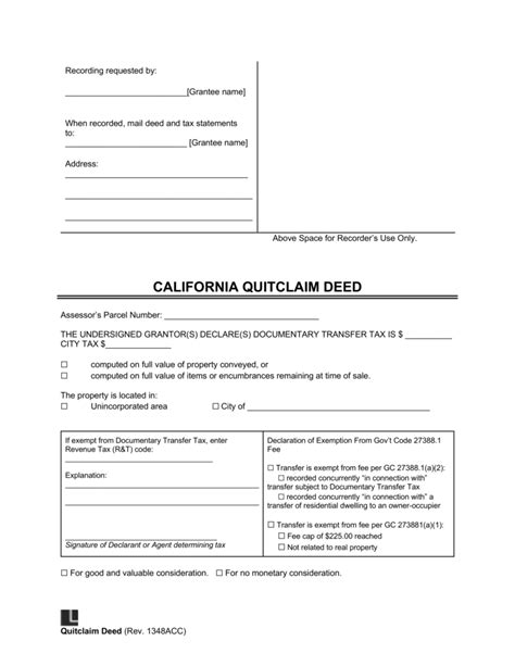 Download California Quitclaim Deed Form for Free FormTemplate