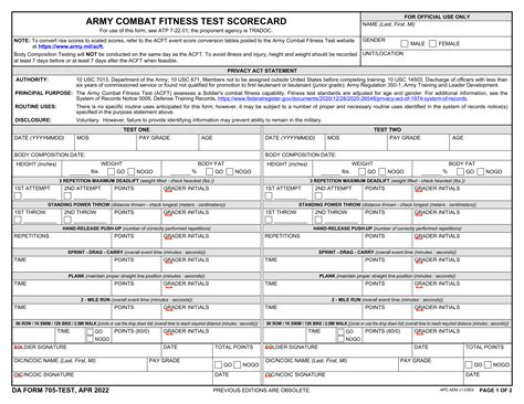 Download Da Form 705 for Free Page 2 FormTemplate
