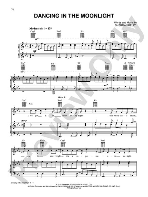 Download Dancing in the Moonlight sheet music in...