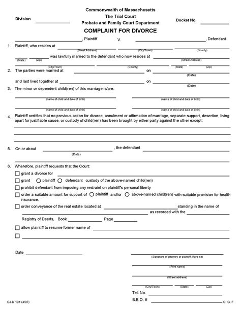 Download Divorce Complaint Form in Word Format Sample Forms