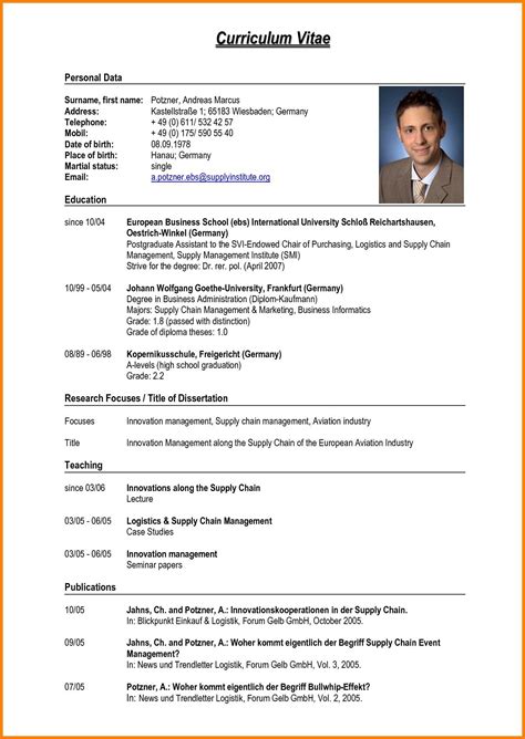Download European CV Format Template for Free Page 2 FormTemplate