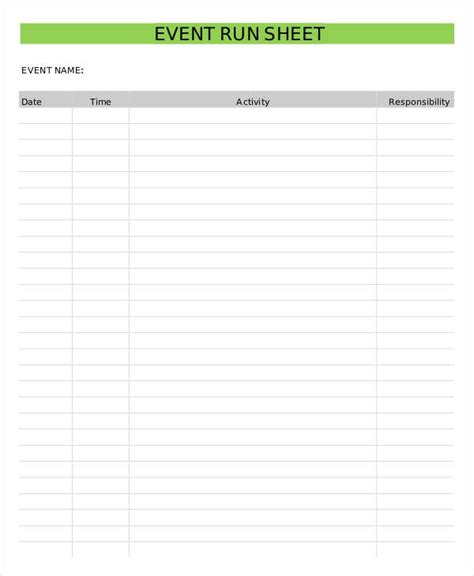 Download Event Run Sheet Template for Free FormTemplate