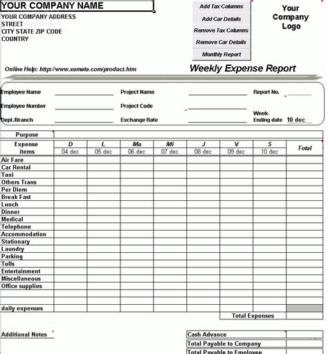 Download Expense Sheet 1.02