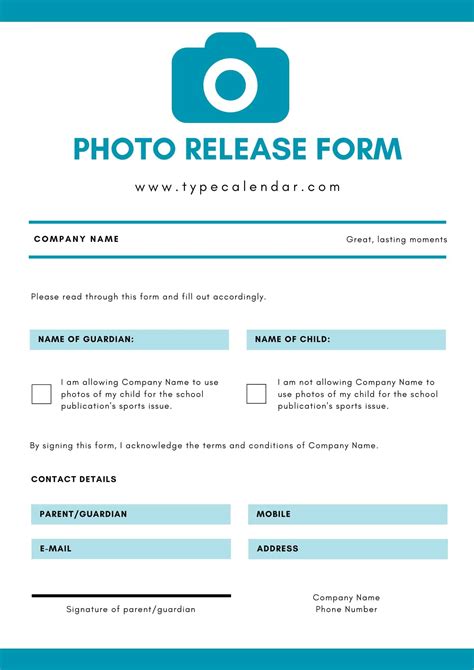 Download FREE Photo Release Form Template