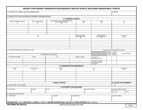 Download Fillable dd Form 730