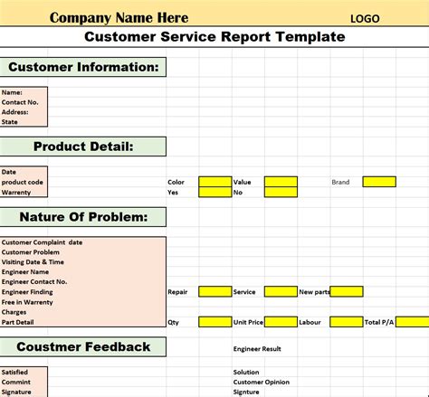 Download Free Excel Customer Service Report Template Report Template Customer Service Report