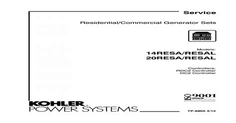 Download Free Kohler Tp6805 14 20resa L Service Manual