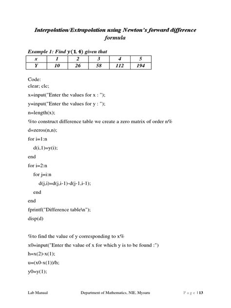 Download Free Newton Forward Backward Interpolation