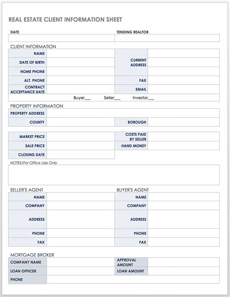 Download Free Printable Client Information Forms Printable Forms Free