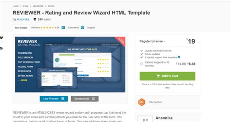 Download Free REVIEWER Rating and Review Wizard HTML Template Full Version AzaraTech