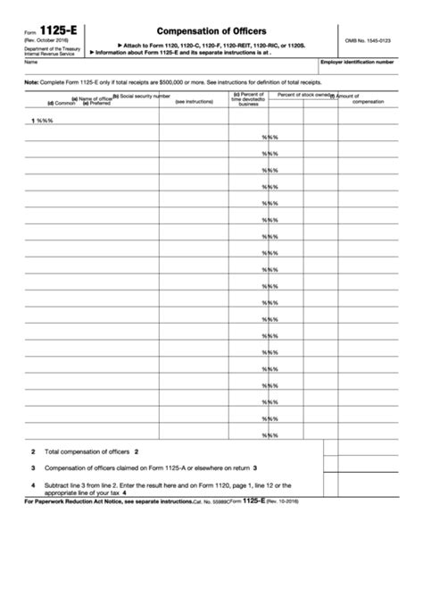 Download Instructions for IRS Form 1125E Compensation of Officers PDF