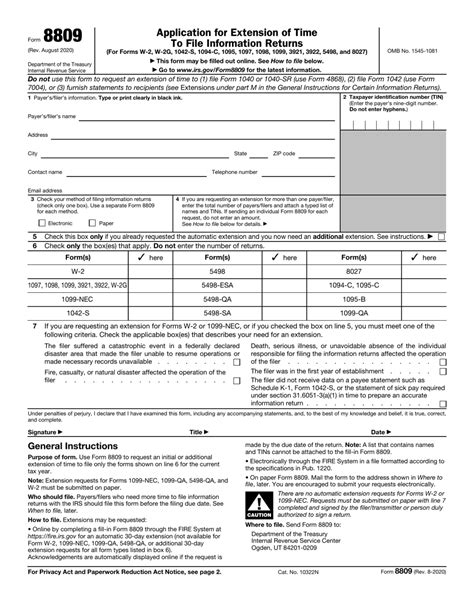 Download Instructions for IRS Form 8809I Application for Extension of