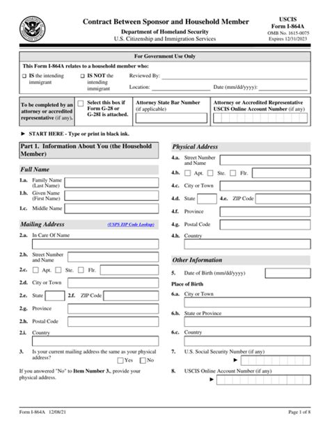 Download Instructions for USCIS Form I864A Contract Between Sponsor