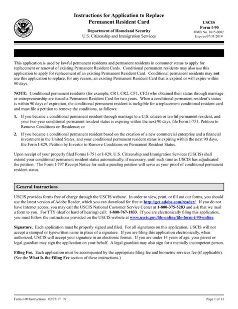 Download Instructions for USCIS Form I90 Application to Replace