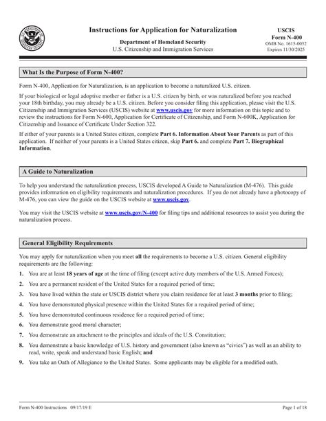 Download Instructions for USCIS Form N400 Application for