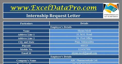 Download Internship Request Letter Excel Template ExcelDataPro