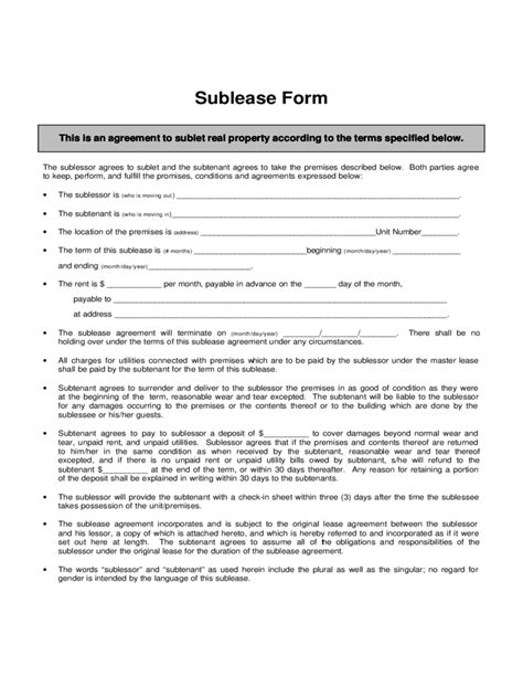 Download Iowa Sublease Agreement Form for Free FormTemplate