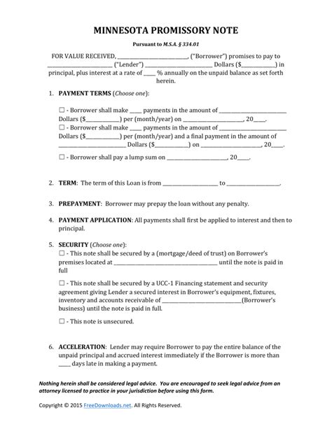 Download Minnesota Promissory Note Form PDF RTF Word