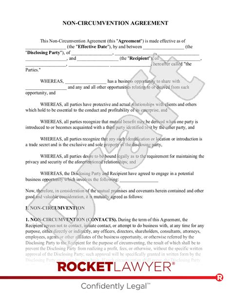 Download Non Circumvention Non Disclosure And Confidentiality Agreement for Free FormTemplate