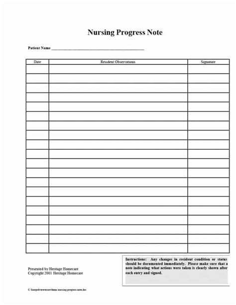 Download Nursing Progress Note Template for Free FormTemplate