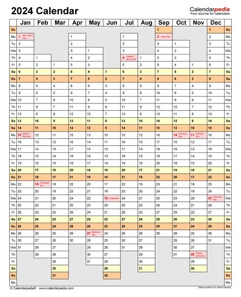 Download Printable Excel Calendar Template 2024 With Events & Holiday List