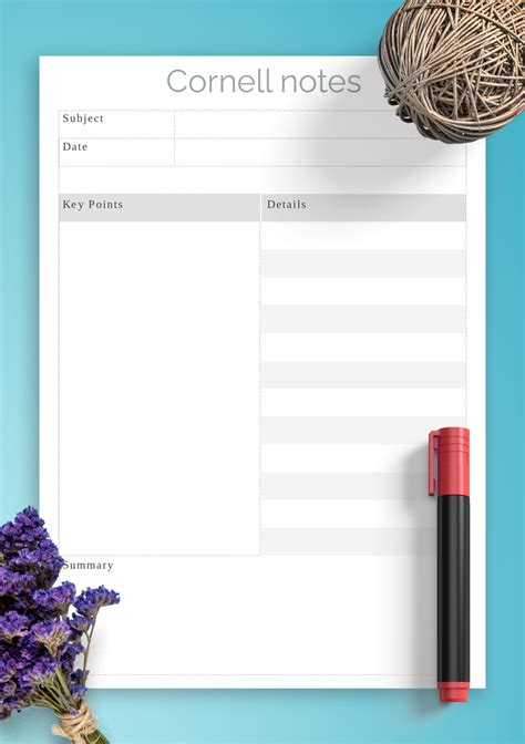 Download Printable Simple Cornell NoteTaking Worksheet PDF