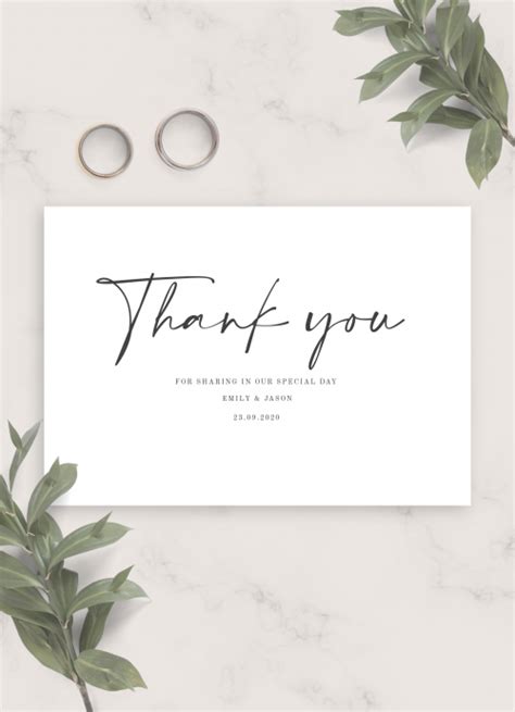 Download Printable Simple Elegant Wedding Thank You Card PDF
