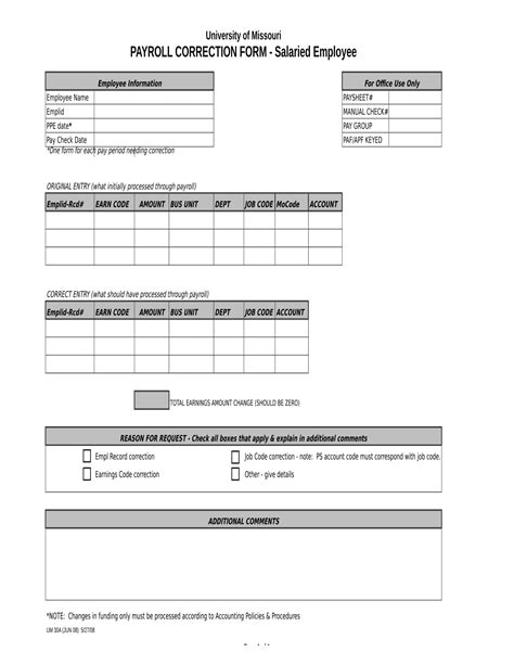 Download Request For Payroll Correction Check for Free FormTemplate