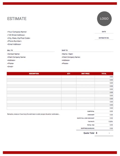 Download Simple Job Estimate Template Excel Editable Download for Free