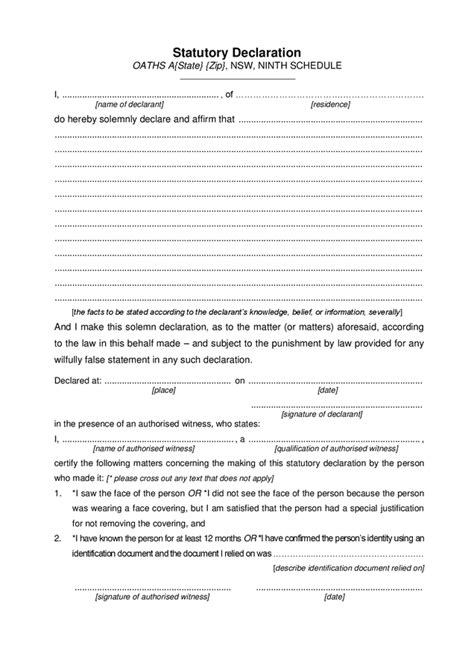 Download Statutory Declaration Form for Free FormTemplate