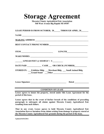 Download Storage Contract for Free FormTemplate