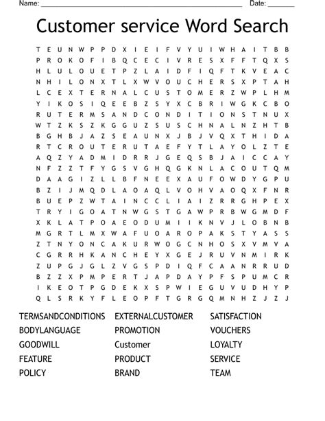 Download Word Search on Customer Service