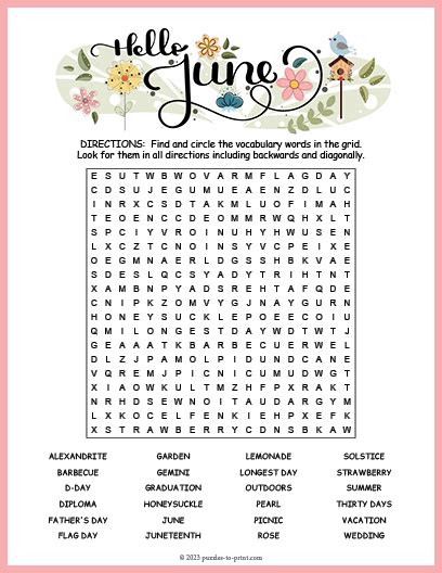 Download Word Search on June Word Search
