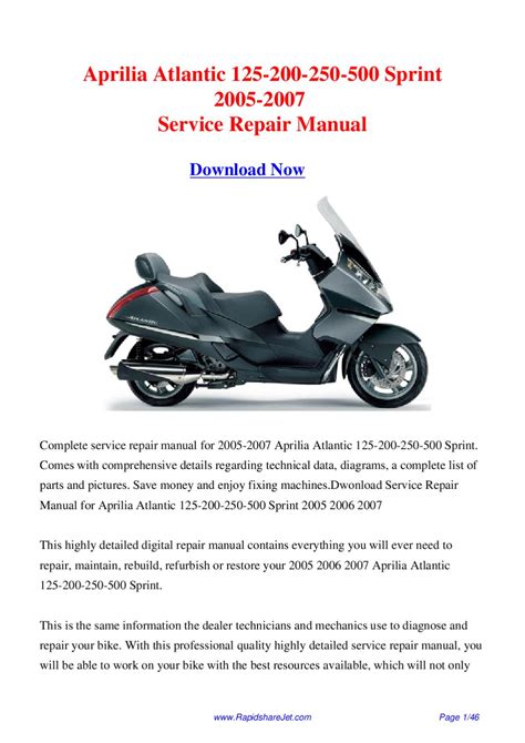Download aprilia atlantic 125 200 250 500 sprint 05 06 07 service repair workshop manual. - Manuale della pressa per balle quadrate john deere.