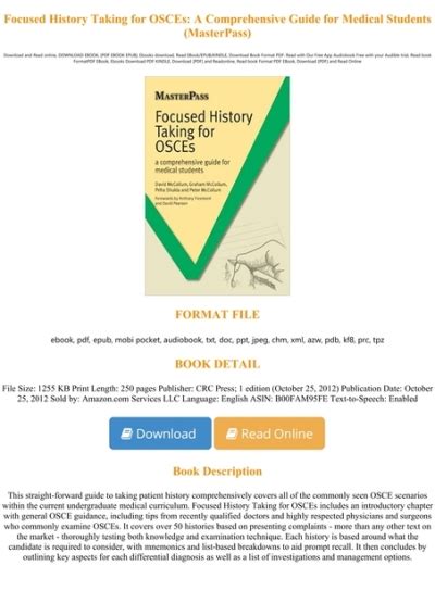 Download focused history taking for osces a comprehensive guide for medical students. - E gi e s fo ldi szerelem.