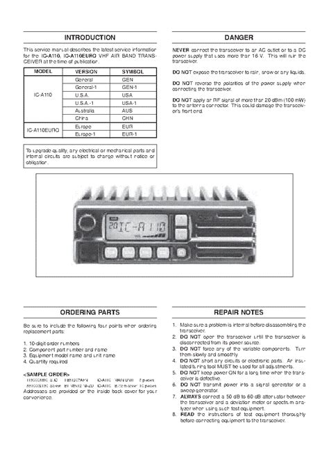 Download icom ic a110 service reparaturanleitung. - Bose wave radio manual awr1 1w.