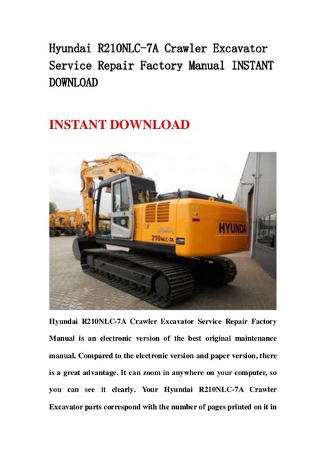 Download manuale di riparazione per officina escavatore cingolato hyundai r210nlc 7a. - Hp officejet 5610 service repair manual.