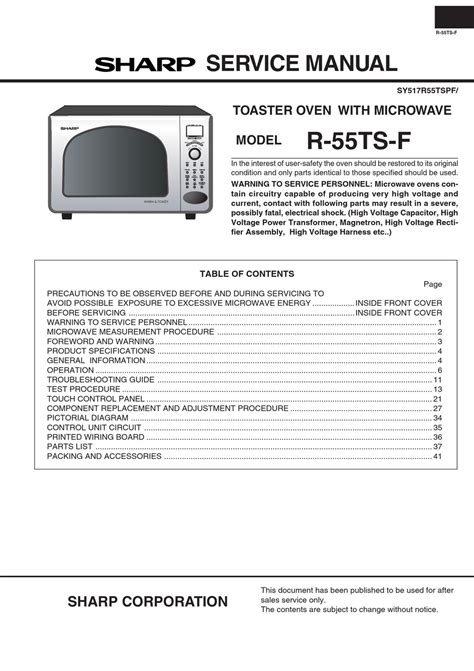 Download manuale di servizio sharp r 55ts f forno a microonde. - Service handbuch für 89 chevy c1500.