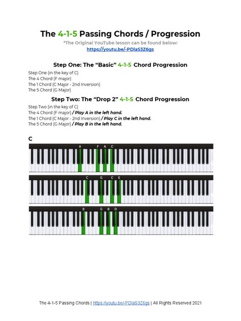 Download passing chords.  The document describes three variations on a basic 4-1-...
