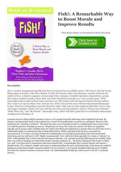 Download pdf Online Fish!: A Remarkable Way to …