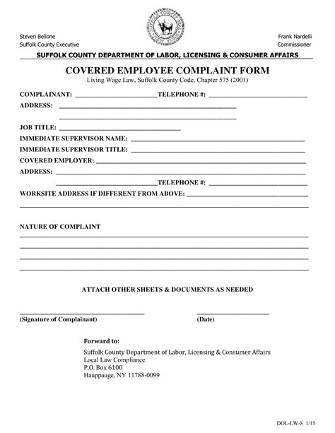 Downloadable Employee Complaint Form Template Master Template