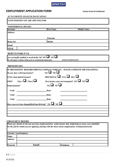 Downloadable Employment Application Template For Your Needs