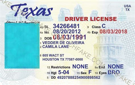 Downloadable Printable Blank Texas Temporary Paper Id Template