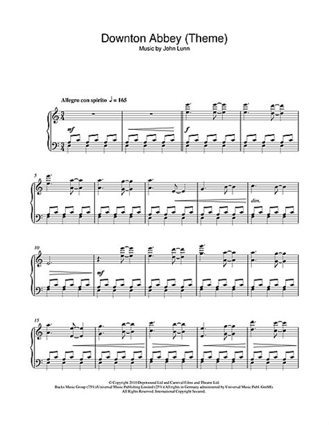Downton Abbey (Theme) sheet music by John Lunn (Piano 111990)